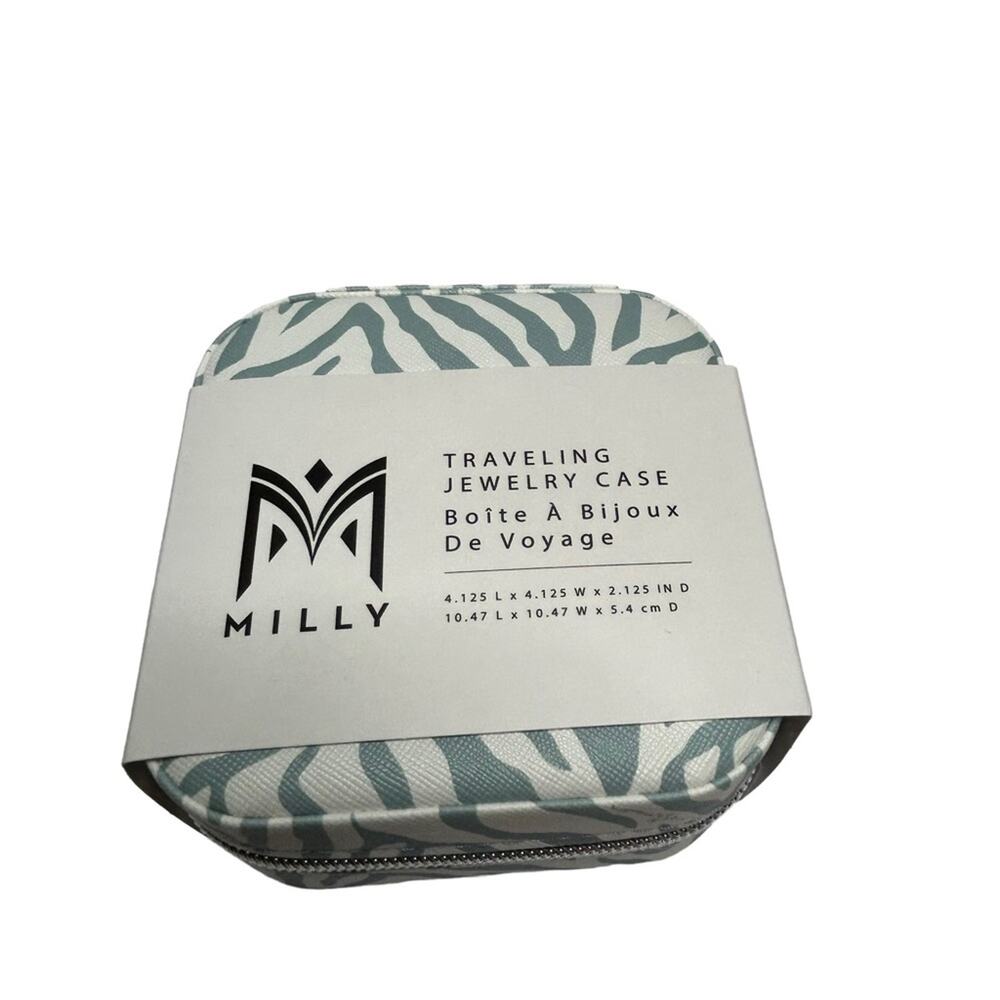 New Milly Blue/Gray Zebra Print Traveling Jewelry Case